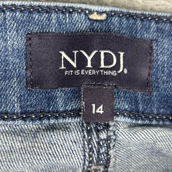 NYDJ Jeans Womens 14 Blue Marilyn Straight Lift Tuck Denim Stretch Medium Wash - Picture 3 of 14